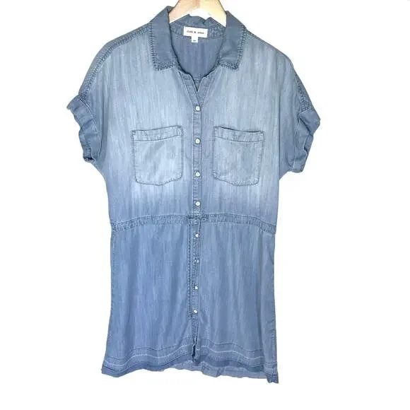 ANTHROPOLOGIE CLOTH & STONE Women’s Vintage Lightwash Chambray Dress - Picture 2 of 5